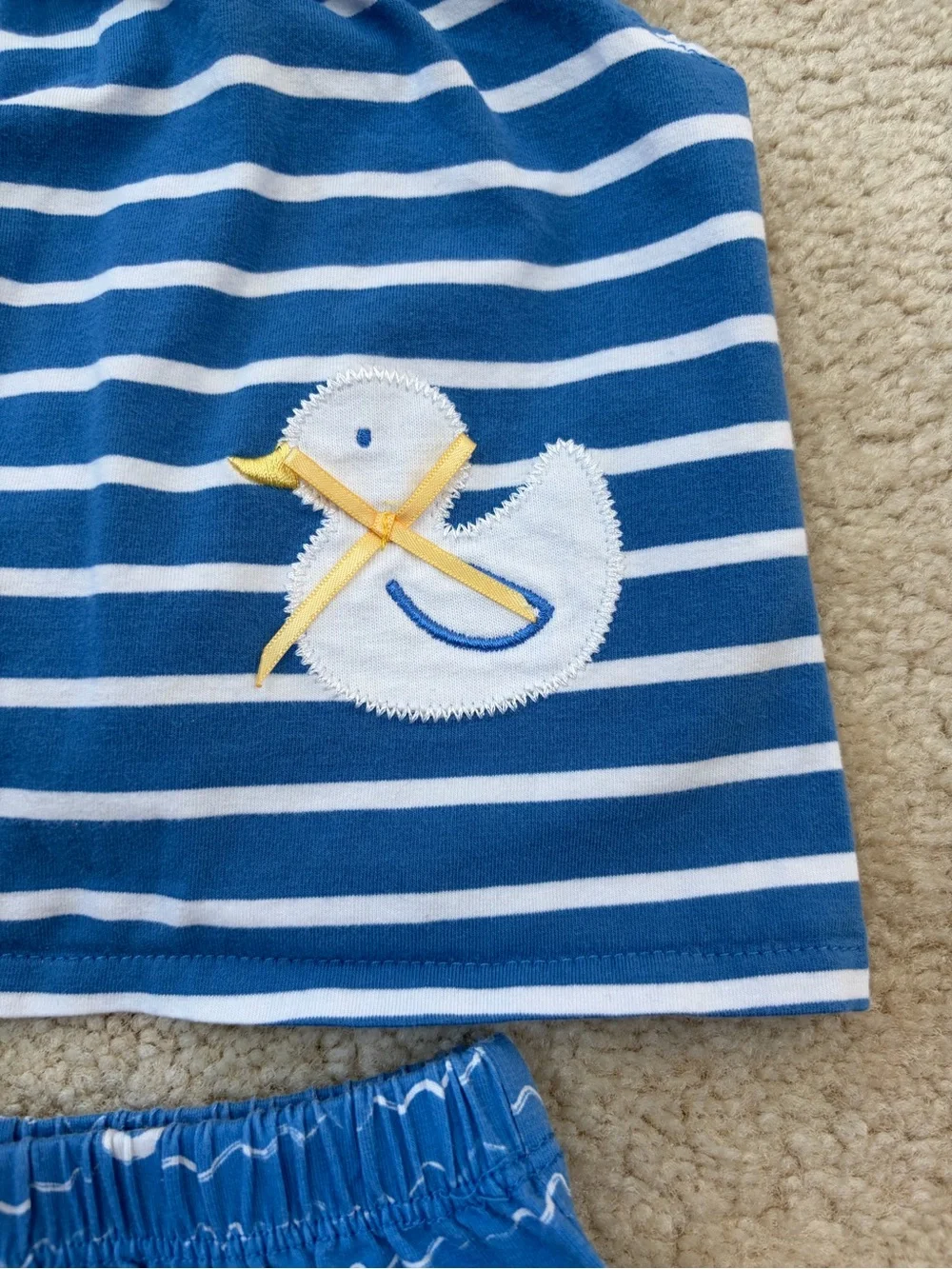 Le Top Size 6 Months Duck Embroidered Open Back Tank and Shorts Matching Set